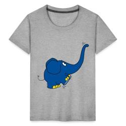 Spreadshirt Die Sendung Mit Der Maus Kleiner Elefant Spielt Kinder Premium T-Shirt, 122/128 (6 Jahre), Grau meliert von Spreadshirt