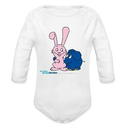 Spreadshirt Die Sendung Mit Der Maus Kleiner Elefant Und Hase Baby Bio-Langarm-Body, 56 (0-1 M.), weiß von Spreadshirt