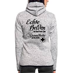 Spreadshirt Echte Helden Arbeiten Im Gesundheitswesen Spruch Frauen Kapuzen-Fleecejacke, M, Hellgrau meliert von Spreadshirt