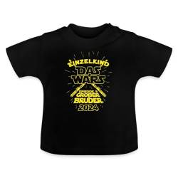 Spreadshirt Einzelkind Das Wars Großer Bruder 2024 Baby Bio-T-Shirt mit Rundhals, 18-24 Monate, Schwarz von Spreadshirt