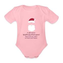 Spreadshirt Es Gibt Keinen Weihnachtsmann Kann Nicht Lesen Baby Bio-Kurzarm-Body, 74 (6-9 M.), Hellrosa von Spreadshirt