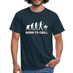 Spreadshirt Evolution Grillen Born to Grill Männer T-Shirt, XL, Navy von Spreadshirt