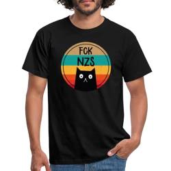 Spreadshirt FCK NZS Katze Gegen Rechts Politik Männer T-Shirt, 4XL, Schwarz von Spreadshirt