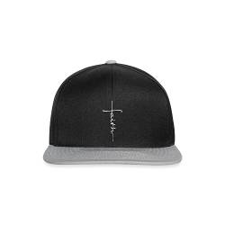 Spreadshirt Faith Glaube Kreuz Religion Christentum Snapback Cap, One Size, Schwarz/Grau von Spreadshirt