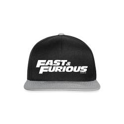 Spreadshirt Fast and Furious klassisches Logo weiß Snapback Cap, One Size, Schwarz/Grau von Spreadshirt
