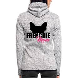 Spreadshirt Frenchie Mom Französische Bulldogge Hundemama Frauen Kapuzen-Fleecejacke, M, Hellgrau meliert von Spreadshirt