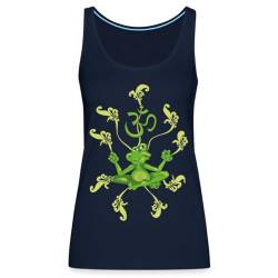 Spreadshirt Frosch beim Yoga Frauen Premium Tank Top, XL, Navy von Spreadshirt