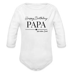 Spreadshirt Geburtstag Papa Happy Birthday Vater Geschenke Baby Bio-Langarm-Body, 56 (0-1 M.), weiß von Spreadshirt