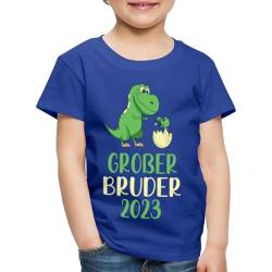 Spreadshirt Großer Bruder 2023 Dino Dinosaurier Geschenk Geschenkidee Kinder Premium T-Shirt, 134/140 (8 Jahre), Königsblau von Spreadshirt