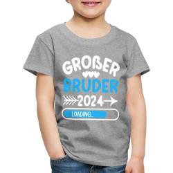 Spreadshirt Großer Bruder 2024 Loading Geschenkidee Kinder Premium T-Shirt, 110/116 (4 Jahre), Grau meliert von Spreadshirt
