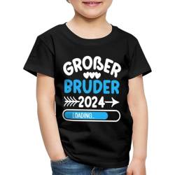 Spreadshirt Großer Bruder 2024 Loading Geschenkidee Kinder Premium T-Shirt, 98/104 (2 Jahre), Schwarz von Spreadshirt