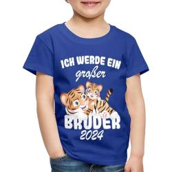 Spreadshirt Großer Bruder 2024 Tiger Geschenkidee Kinder Premium T-Shirt, 110/116 (4 Jahre), Königsblau von Spreadshirt