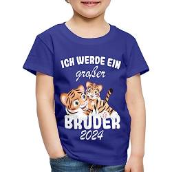 Spreadshirt Großer Bruder 2024 Tiger Geschenkidee Kinder Premium T-Shirt, 98/104 (2 Jahre), Königsblau von Spreadshirt