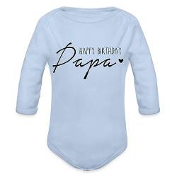 Spreadshirt Happy Birthday Papa Herz Baby Bio-Langarm-Body, 74 (6-9 M.), Sky von Spreadshirt