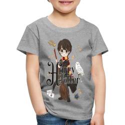 Spreadshirt Harry Potter Elemente Kinder Premium T-Shirt, 122/128 (6 Jahre), Grau meliert von Spreadshirt