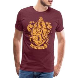 Spreadshirt Harry Potter Haus Gryffindor Wappen Logo Männer Premium T-Shirt, XL, Bordeauxrot meliert von Spreadshirt