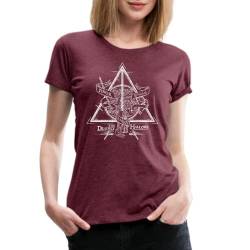 Spreadshirt Harry Potter The Deathly Hallows Frauen Premium T-Shirt, XL, Bordeauxrot meliert von Spreadshirt