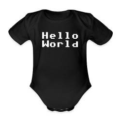 Spreadshirt Hello World Baby Bio-Kurzarm-Body, 68 (3-6 M.), Schwarz von Spreadshirt