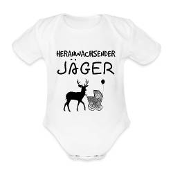 Spreadshirt Heranwachsender Jäger Nachwuchs Baby Bio-Kurzarm-Body, 74 (6-9 M.), weiß von Spreadshirt