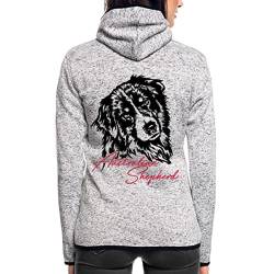 Spreadshirt Hund Australian Shepherd Hundebesitzerin Frauen Kapuzen-Fleecejacke, M, Hellgrau meliert von Spreadshirt