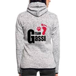 Spreadshirt Hund Team Gassi Frauen Kapuzen-Fleecejacke, M, Hellgrau meliert von Spreadshirt