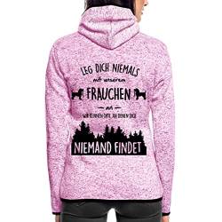 Spreadshirt Hunde Leg Dich Niemals Mit Frauchen An Frauen Kapuzen-Fleecejacke, L, Lila meliert von Spreadshirt