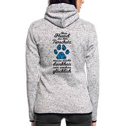 Spreadshirt Hundebesitzer Mein Hund Aus Dem Tierschutz Spruch Frauen Kapuzen-Fleecejacke, M, Hellgrau meliert von Spreadshirt