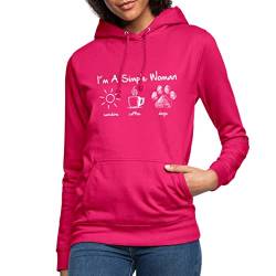 Spreadshirt I'm A Simple Woman Spruch Hund Kaffee Sonnenschein Frauen Hoodie, XXL, Dunkles Pink von Spreadshirt