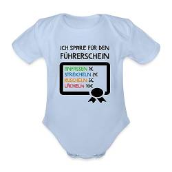 Spreadshirt Ich Spare für Den Führerschein Baby Bio-Kurzarm-Body, 74 (6-9 M.), Sky von Spreadshirt