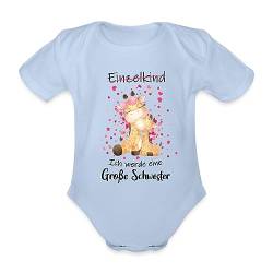 Spreadshirt Ich Werde Eine Große Schwester Giraffe Herz Baby Bio-Kurzarm-Body, 68 (3-6 M.), Sky von Spreadshirt