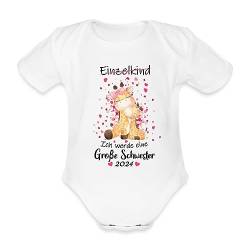 Spreadshirt Ich Werde Große Schwester 2024 Giraffen Baby Bio-Kurzarm-Body, 80 (9-12 M.), weiß von Spreadshirt