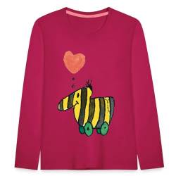 Spreadshirt Janosch Große Tigerente Mit Herz Liebe Kinder Premium Langarmshirt, 110/116 (4 Jahre), Dunkles Pink von Spreadshirt