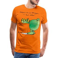 Spreadshirt Janosch Günter Kastenfrosch Küssen Ist Wie Fliegen Männer Premium T-Shirt, S, Orange von Spreadshirt