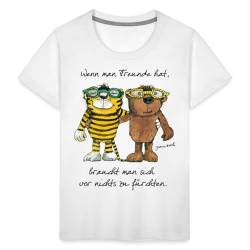 Spreadshirt Janosch Tiger Und Bär Wenn Man Freunde Hat Zitat Kinder Premium T-Shirt, 122/128 (6 Jahre), weiß von Spreadshirt