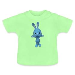 Spreadshirt KiKANiNCHEN Kaninchen Winkt Mit Den Pfoten Baby Bio-T-Shirt mit Rundhals, 18-24 Monate, Mintgrün von Spreadshirt