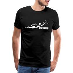 Spreadshirt Kitesurfing Unhooked Lenkdrachensegeln Kiteboarding Männer Premium T-Shirt, XXL, Schwarz von Spreadshirt