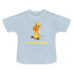 Spreadshirt Kleine Schwester Giraffe Baby Bio-T-Shirt mit Rundhals, 3-6 Monate, Hellblau von Spreadshirt
