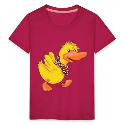 Spreadshirt Kleines Enten Küken auf Wanderschaft Kinder Premium T-Shirt, 98/104 (2 Jahre), Dunkles Pink von Spreadshirt