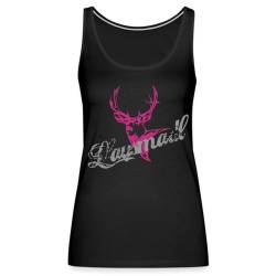 Spreadshirt Lausmadl Bayrisch Hirsch Wiesn Frauen Premium Tank Top, L, Schwarz von Spreadshirt