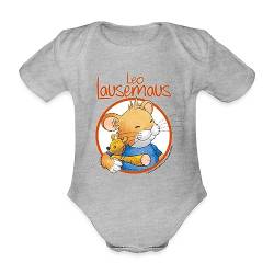 Spreadshirt Leo Lausemaus Logo Baby Bio-Kurzarm-Body, 80 (9-12 M.), Grau meliert von Spreadshirt