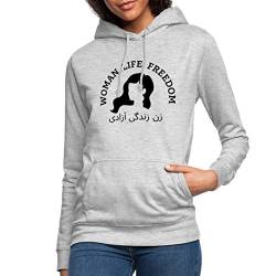 Spreadshirt Mahsa Amini Women Life Freedom Iran Protest Frauen Hoodie, S, Hellgrau meliert von Spreadshirt