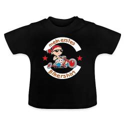 Spreadshirt Mein Erstes Bikershirt Motorrad Rahmenlos® Baby Bio-T-Shirt mit Rundhals, 6-12 Monate, Schwarz von Spreadshirt