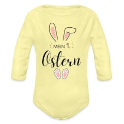 Spreadshirt Mein Erstes Ostern Geschenk Baby Bio-Langarm-Body, 74 (6-9 M.), Hellgelb von Spreadshirt