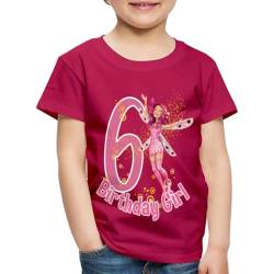 Spreadshirt Mia and Me 6. Geburtstag Geburtstagsgeschenk Kinder Premium T-Shirt, 122/128 (6 Jahre), Dunkles Pink von Spreadshirt