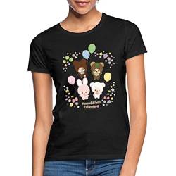 Spreadshirt Monchhichi Friends Mit Luftballons Frauen T-Shirt, XL, Schwarz von Spreadshirt