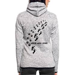 Spreadshirt Never Walk Alone Hund Mensch Frauen Kapuzen-Fleecejacke, M, Hellgrau meliert von Spreadshirt