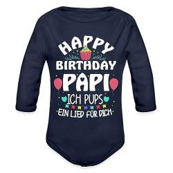 Spreadshirt Papa Ich Pups EIN Lied Baby Bio-Langarm-Body, 74 (6-9 M.), Dunkelnavy von Spreadshirt