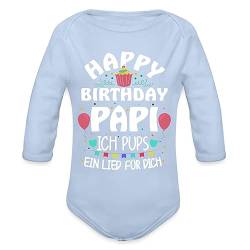 Spreadshirt Papa Ich Pups EIN Lied Baby Bio-Langarm-Body, 74 (6-9 M.), Sky von Spreadshirt