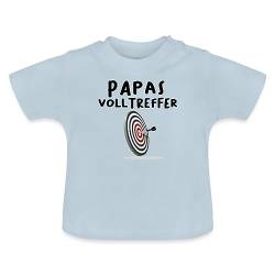 Spreadshirt Papas Volltreffer Witziger Spruch Dart Baby Bio-T-Shirt mit Rundhals, 12-18 Monate, Hellblau von Spreadshirt