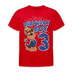 Spreadshirt Paw Patrol 3 Jahre Alt Geschenk 3. Geburtstag Chase Kinder T-Shirt, 98/104 (3-4 Jahre), Rot von Spreadshirt